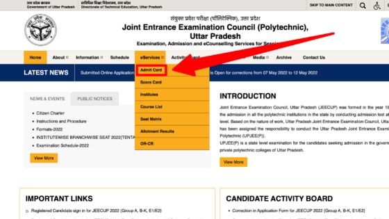 UP Polytechnic Admit Card 2022 | Download JEECUP Hall Ticket